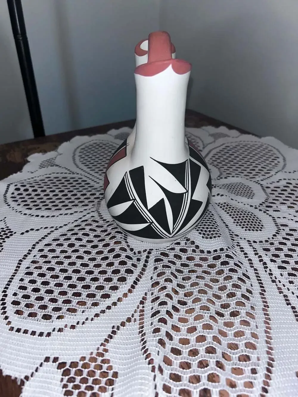 R. Vallo Native American Acoma Pueblo Hand-Painted Wedding Vase
